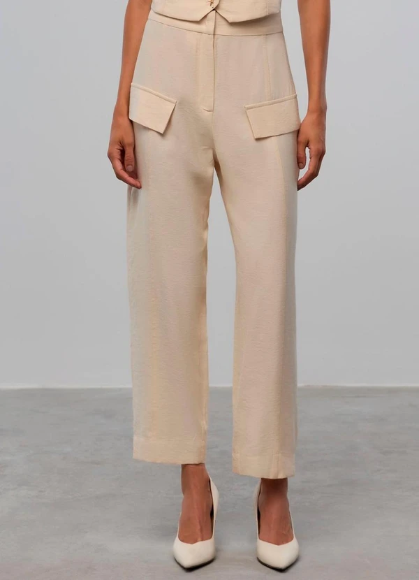 Carlota Costa - Calça Alfaiataria Bege