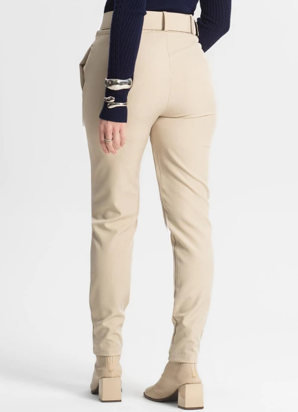 Select - Calça Alfaiataria Tradicional com Cinto Bege 2