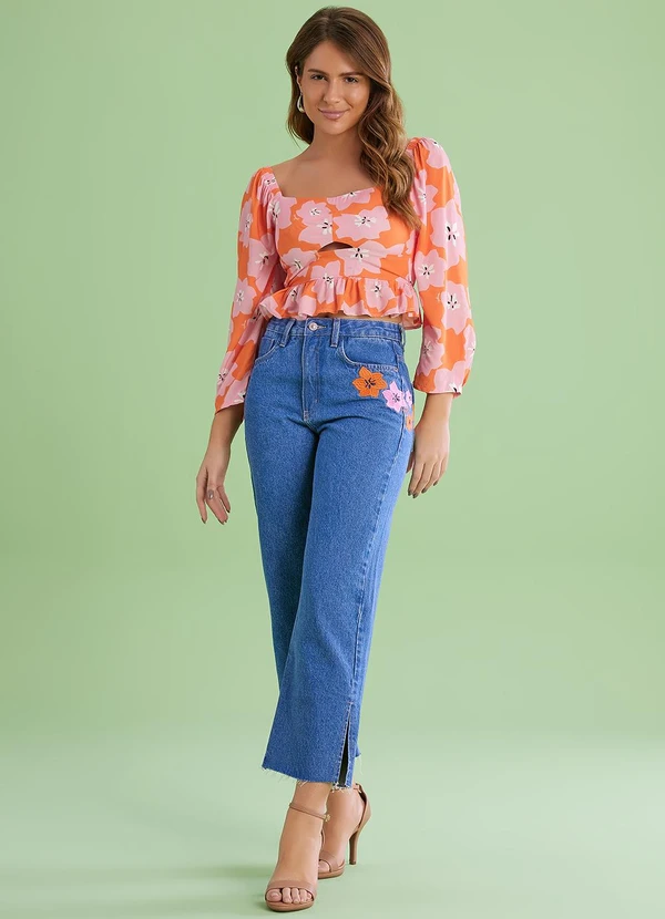 Angel - Calca Alta Reta Denim Azul 3