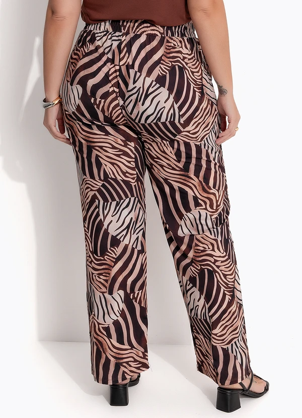 Quintess - Calça Reta Animal Print em Malha Fria com Elástico na Cintura 3