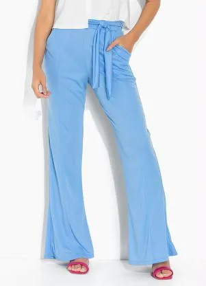 Moda Pop - Calça Azul com Recorte e Bolsos Funcionais - MODA POP