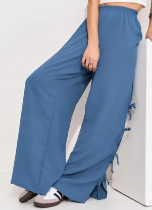 Bimini - Calça Azul em Crepe Plano - BIMINI