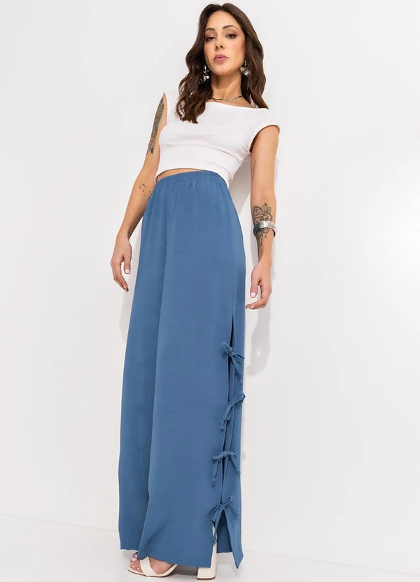 Bimini - Calça Azul em Crepe Plano