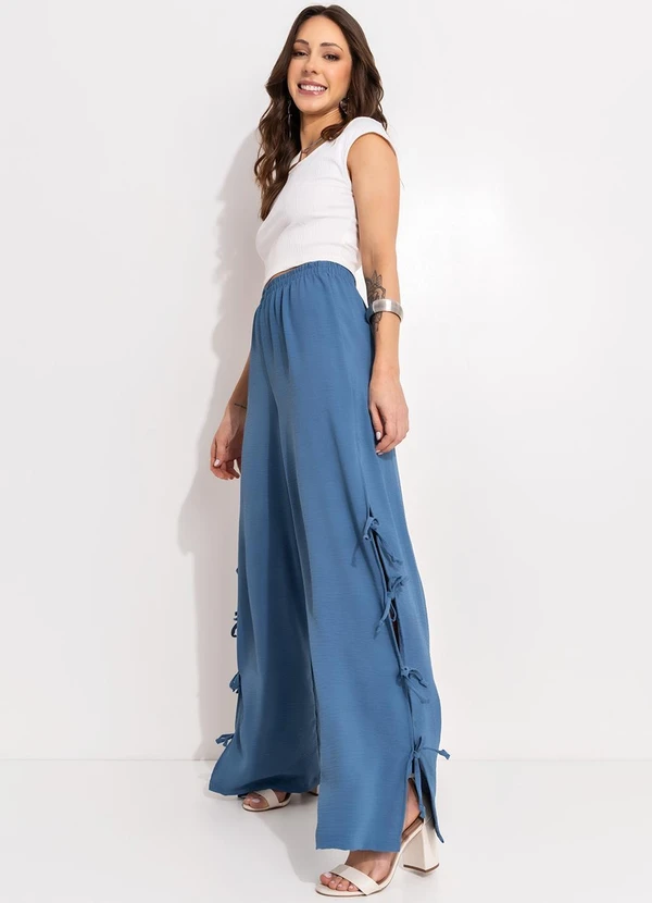 Bimini - Calça Azul em Crepe Plano 7