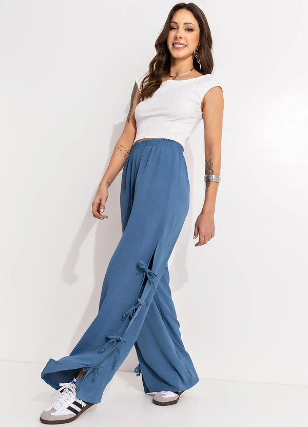 Bimini - Calça Azul em Crepe Plano 8