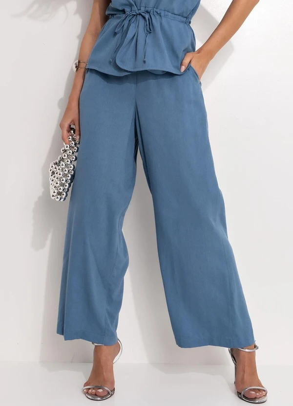 Quintess - Calça Azul em Linho 6