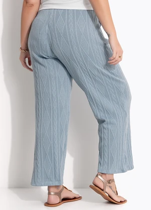 Quintess - Calça Azul em Malha Jacquard - QUINTESS
