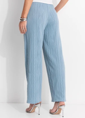 Quintess - Calça Azul em Malha Jacquard - QUINTESS