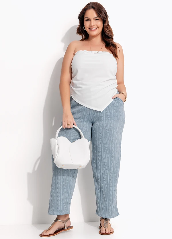 Quintess - Calça Azul em Malha Jacquard 7