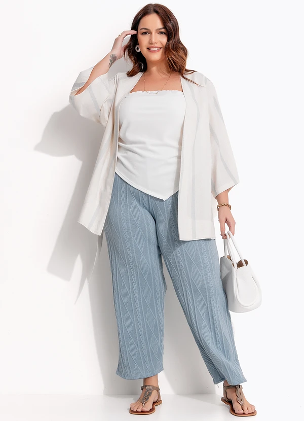 Quintess - Calça Azul em Malha Jacquard 5