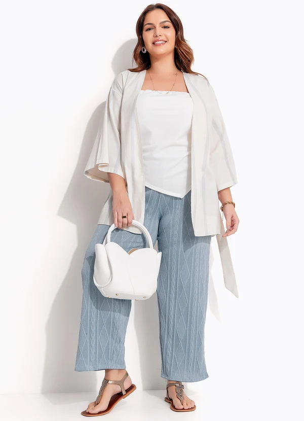 Quintess - Calça Azul em Malha Jacquard 3