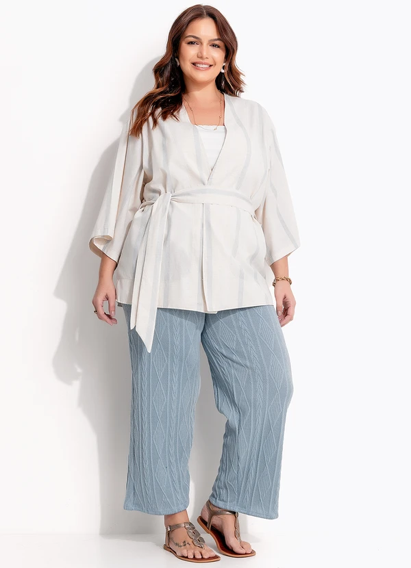 Quintess - Calça Azul em Malha Jacquard 2