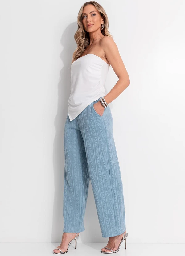Quintess - Calça Azul em Malha Jacquard 15