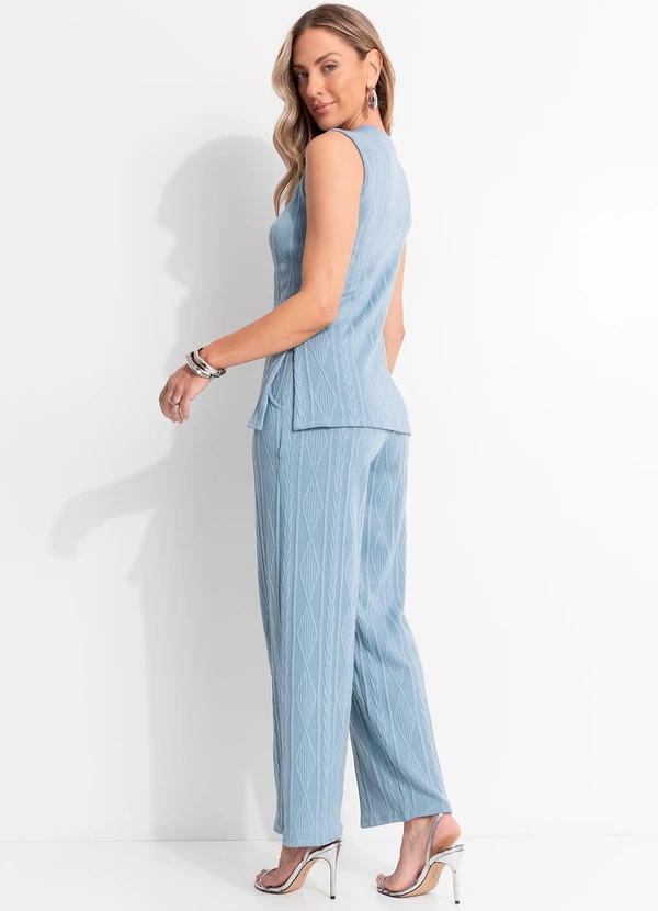 Quintess - Calça Azul em Malha Jacquard 14