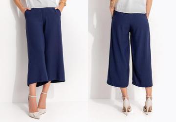 Cal�a Azul Marinho em Tecido de Alfaiataria