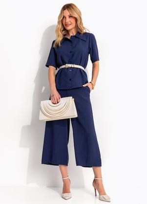 Cal�a (Azul Marinho) em Tecido de Alfaiataria