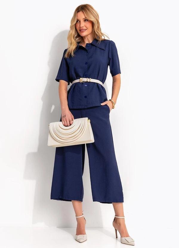 Quintess - Calça Azul Marinho em Tecido de Alfaiataria 3