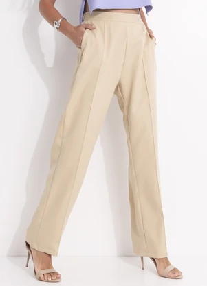Quintess - Calça Bege em Alfaiataria - QUINTESS