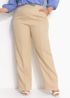 Quintess - Calça Bege em Alfaiataria - QUINTESS