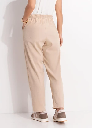 Quintess - Calça Bege em Malha Tweed - QUINTESS