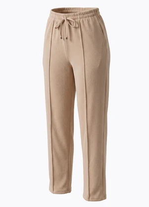 Quintess - Calça Bege em Malha Tweed - QUINTESS