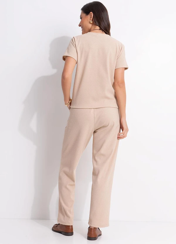 Quintess - Calça Bege em Malha Tweed 5