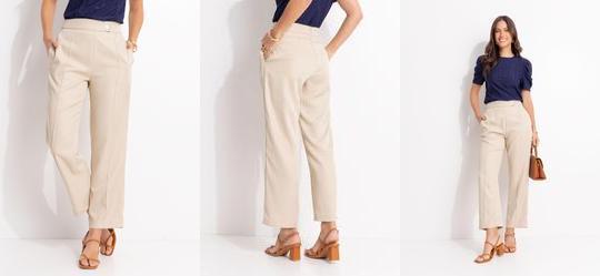 Cal�a Bege em Tecido Alfaiataria