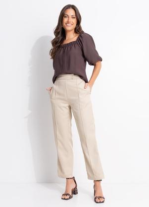 Cal�a (Bege) em Tecido Alfaiataria