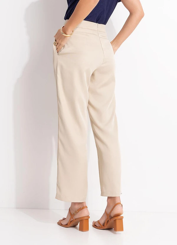 Quintess - Calça Bege em Tecido Alfaiataria 5