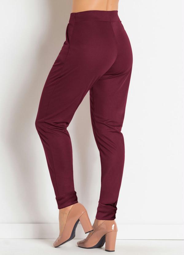 Moda Pop - Calça Bordô com Bolsos Funcionais 6
