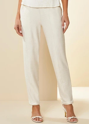 Doce Trama - Calça Brisa com Recorte Frontal Branco - DOCE TRAMA