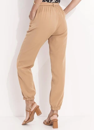 Svela - Calça Caqui em Tecido de Crepe Plano - SVELA