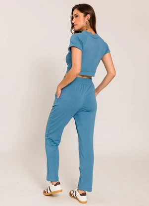 Sofie - Calça Carrot em Moletinho Azul - SOFIE