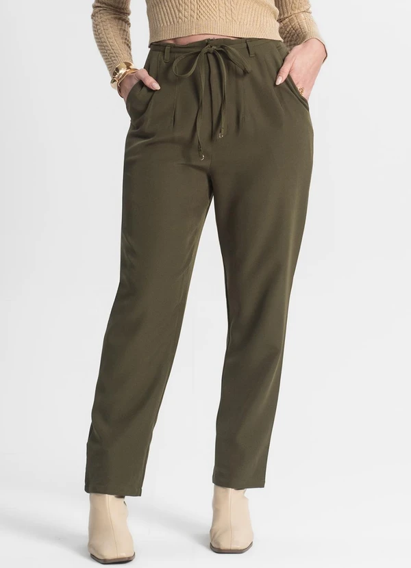 Rovitex - Calça Cenoura em Alfaiataria Veshine Verde