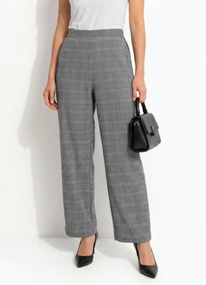 Quintess - Calça Cigarrete Xadrez Príncipe de Gales em Malha Jacquard com Elástico - QUINTESS