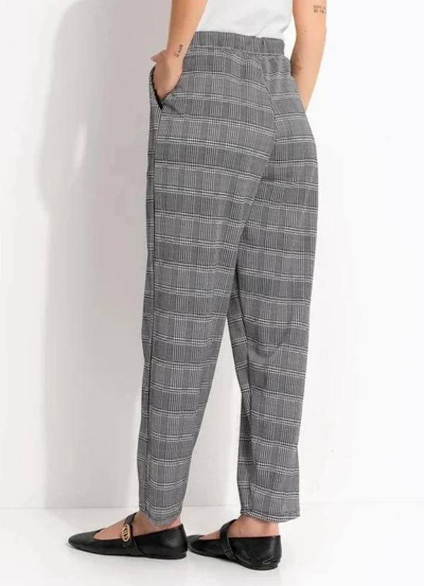 Quintess - Calça Cigarrete Xadrez Príncipe de Gales em Malha Jacquard com Elástico 2