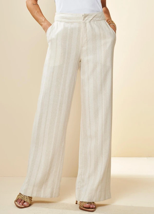 Doce Trama - Calça Cintura Alta Celebration Reta Branco