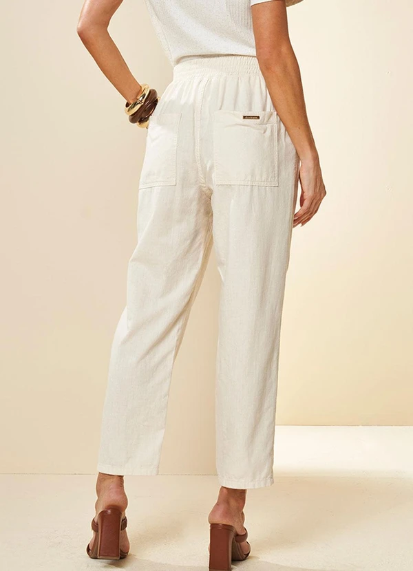 Doce Trama - Calça Cintura Alta Jogger Brisa em Sarja Branco 2