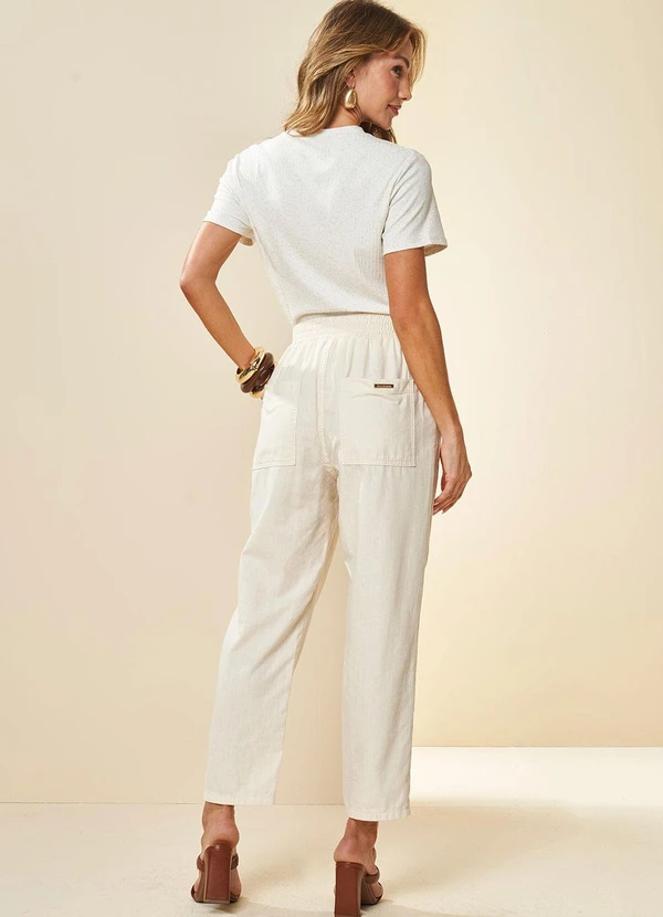 Doce Trama - Calça Cintura Alta Jogger Brisa em Sarja Branco 5