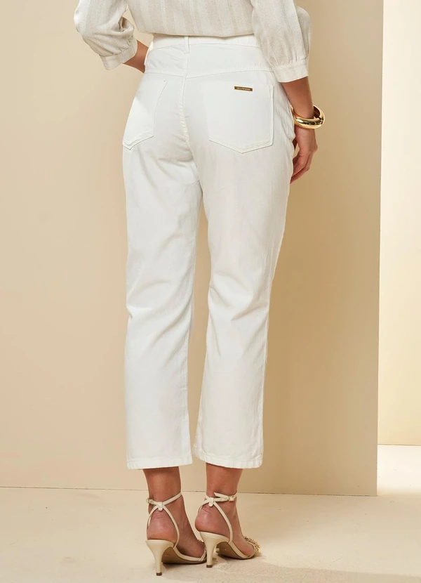 Doce Trama - Calça Cintura Média Celebration Reta Slim Branco 2