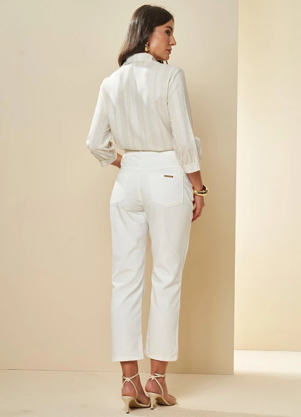 Doce Trama - Calça Cintura Média Celebration Reta Slim Branco 4