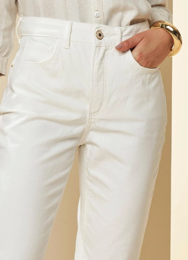Doce Trama - Calça Cintura Média Celebration Reta Slim Branco 5