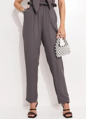 Quintess - Calça Cinza em Viscose Plana - QUINTESS