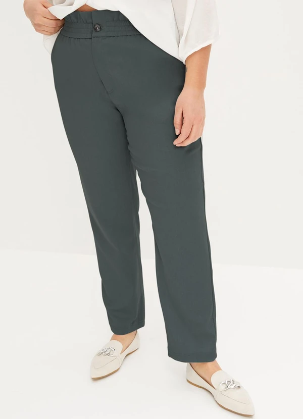 Quintess - Calça Cinza em Viscose Plana 11