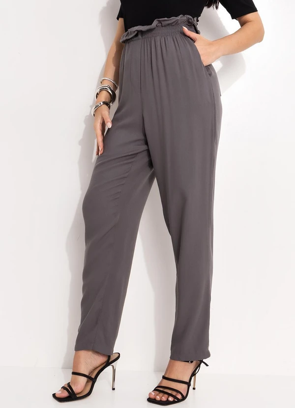 Quintess - Calça Cinza em Viscose Plana 3