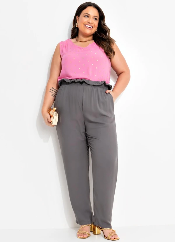 Quintess - Calça Cinza em Viscose Plana 7