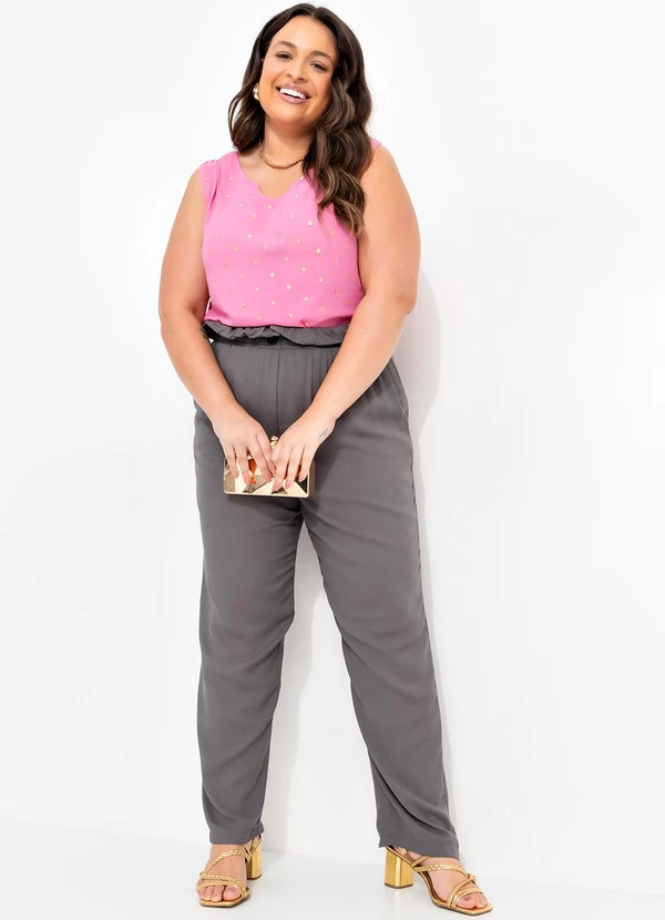 Quintess - Calça Cinza em Viscose Plana 9