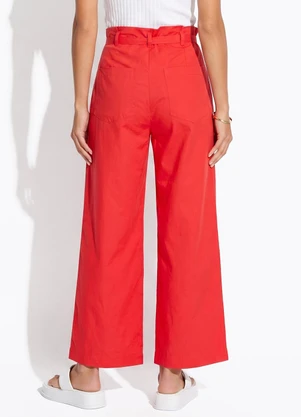 Cantão - Calça Clochard Algodão Empapelado Vermelho - CANTÃO