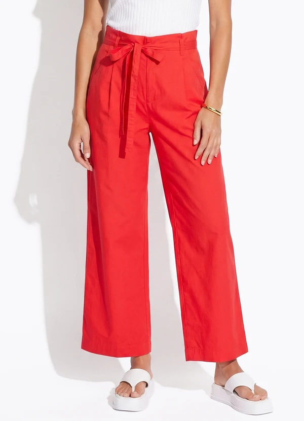 Cantão - Calça Clochard Algodão Empapelado Vermelho