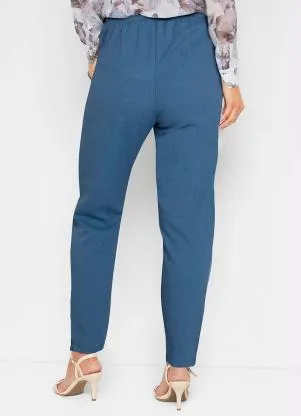 bonprix - Calça com Amarração Azul Marinho - BONPRIX